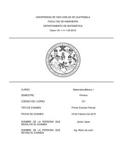 Clave de 1P MB1 1S de 2015 - Departamento de Matem&aacute;tica