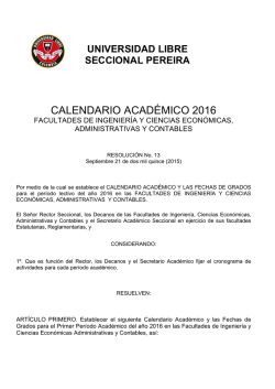 Período lectivo 2016 - Universidad Libre Seccional Pereira