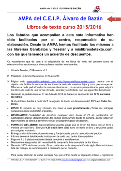 Libros de texto curso 2015/2016