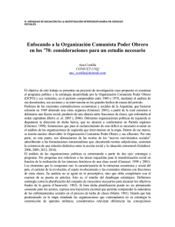 Enfocando a la Organización Comunista Poder Obrero en los `70