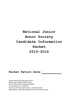 National Junior Honor Society Candidate Information Packet 2015