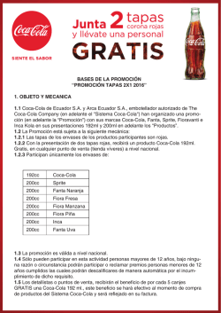 “PROMOCIÓN TAPAS 2X1 2016” 1. - Coca
