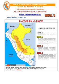 Aviso Meteorológico Nº 012 LLUVIAS EN LA SELVA