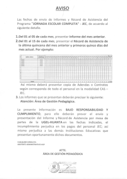 informe record de asistencia jec y fortalecimiento - UGEL