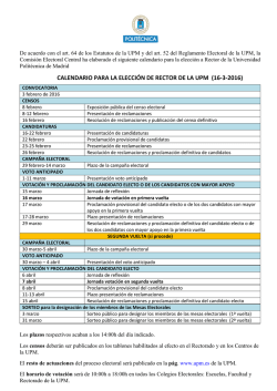 CALENDARIO PARA LA ELECCIÓN DE RECTOR DE LA UPM (16