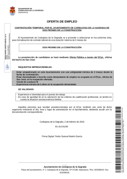 Contratación temporal 2 peones de construcción febrero 2016