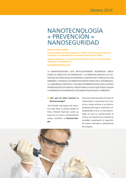 nanotecnología + prevención = nanoseguridad