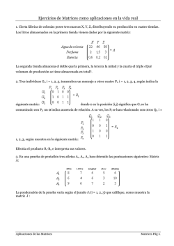 Ejercicios de Matrices como aplicaciones en la vida real