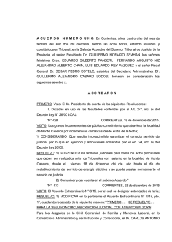 Acuerdo N° 01/2016 - Poder Judicial de Corrientes