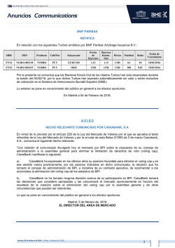 BNP PARIBAS NOTIFICA En relación con los