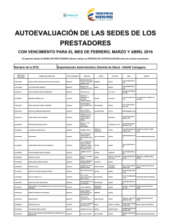 autoevaluaci&oacute;n de las sedes de los prestadores