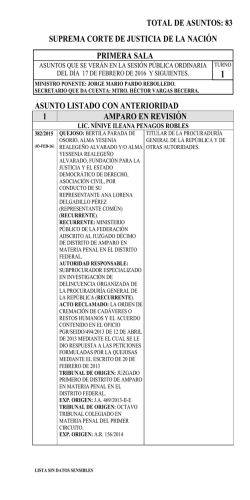 asuntos listados con anterioridad - Suprema Corte de Justicia de la