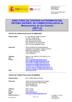 Directorio de Centros Autonómicos de Farmacovigilancia