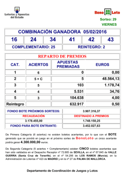 Sorteo 31/16 - Lotería Serrano