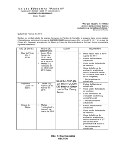 Cronograma de Inscripciones - Unidad Educativa "Paulo VI"