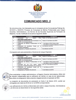 COMUNICADO NRO. 2 - DGFM - Ministerio de Educación