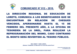 COMUNICADO N° 012 – 2016.