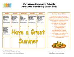Fort Wayne Community Schools June 2015 Elementary Lunch Menu