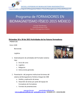 Programa de FORMADORES EN BIOMAGNETISMO FÍSICO 2015