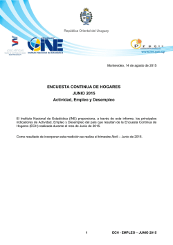 ENCUESTA CONTINUA DE HOGARES JUNIO 2015 Actividad