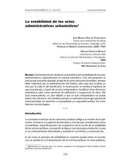 La estabilidad de los Actos administrativos urbanísticos