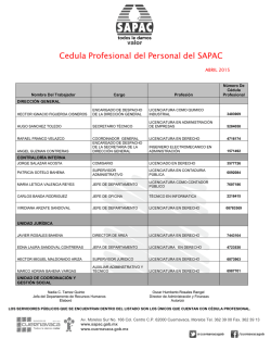 Cedula Profesional del Personal del SAPAC