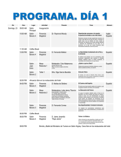 PROGRAMA. DÍA 1 - Pax et Lux Mundi