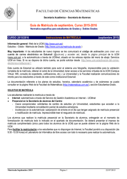 Guía de Matrícula de septiembre. Curso 2015-2016