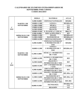 Examenes septiembre por cursos 2015