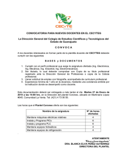 CONVOCATORIA PARA NUEVOS DOCENTES EN EL CECYTEG