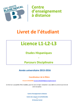 Livret Licence Espagnol 2015-2016