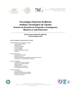 Temario para examen de admisión - Instituto Tecnológico de Tijuana