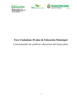 Foro Ciudadano 30 años de Educación Municipal