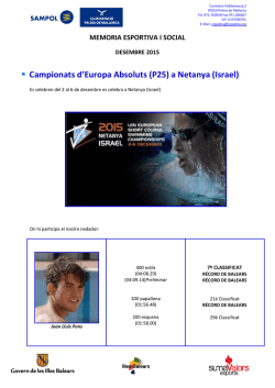 Campionats d`Europa Absoluts (P25) a Netanya (Israel)