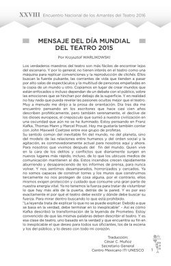 MENSAJE DEL DÍA MUNDIAL DEL TEATRO 2015