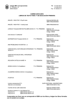 Libros texto 1º, 3º y 5º Primaria 2015-16