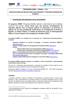 PROGRAMA EMHE – ERANet – LAC