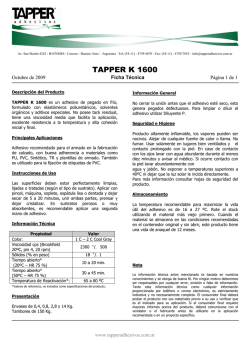 TAPPER K 1600 - Tapper Adhesivos
