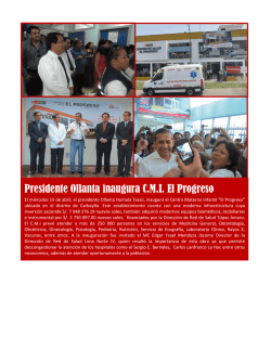 Presidente Ollanta inaugura C.M.I. El Progreso