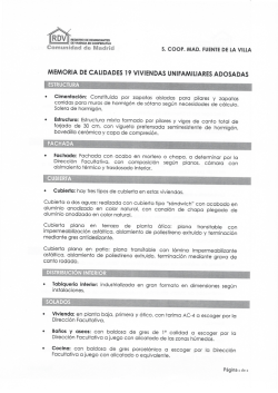 MEMORIA DE CALIDADES 19 VIVIENDAS UNIFAMILIARES