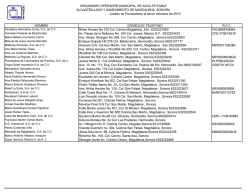 Listado de Proveedores del Organismo Operador Municipal de