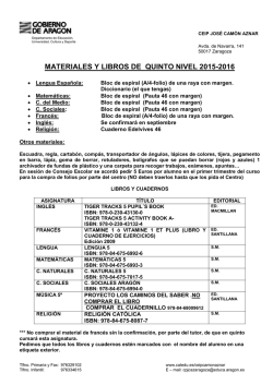 MATERIALES Y LIBROS DE QUINTO NIVEL 2015-2016