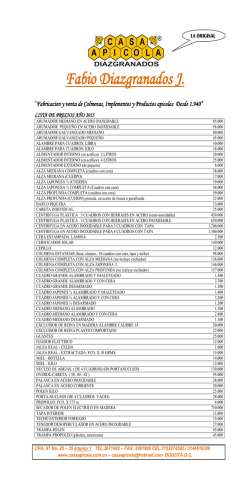 LISTA DE PRECIOS 2015 - casa apicola diazgranados