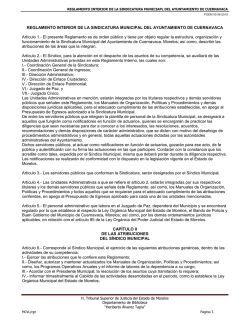 REGLAMENTO INTERIOR DE LA SINDICATURA MUNICIPAL DEL