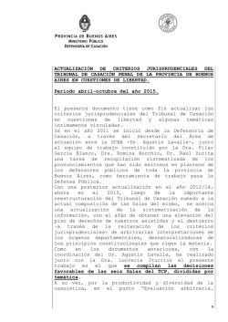Jurisprudencia del TCP en temas de libertad. Actualizaci&oacute;n 2015.