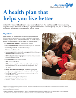 Anthem Blue Cross Blue Shield—A Health Plan that Helps You Live