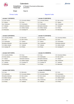 Calendario 2ª División Provincial Aficionado Fútbol 2015-2016