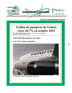 Tráfico de pasajeros de Volaris crece 26.7% en octubre 2015