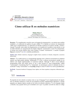 C&oacute;mo utilizar R en m&eacute;todos num&eacute;ricos
