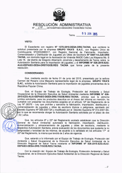 RA 678 INF. 26-2015.. - Direccion Regional de Salud Tacna